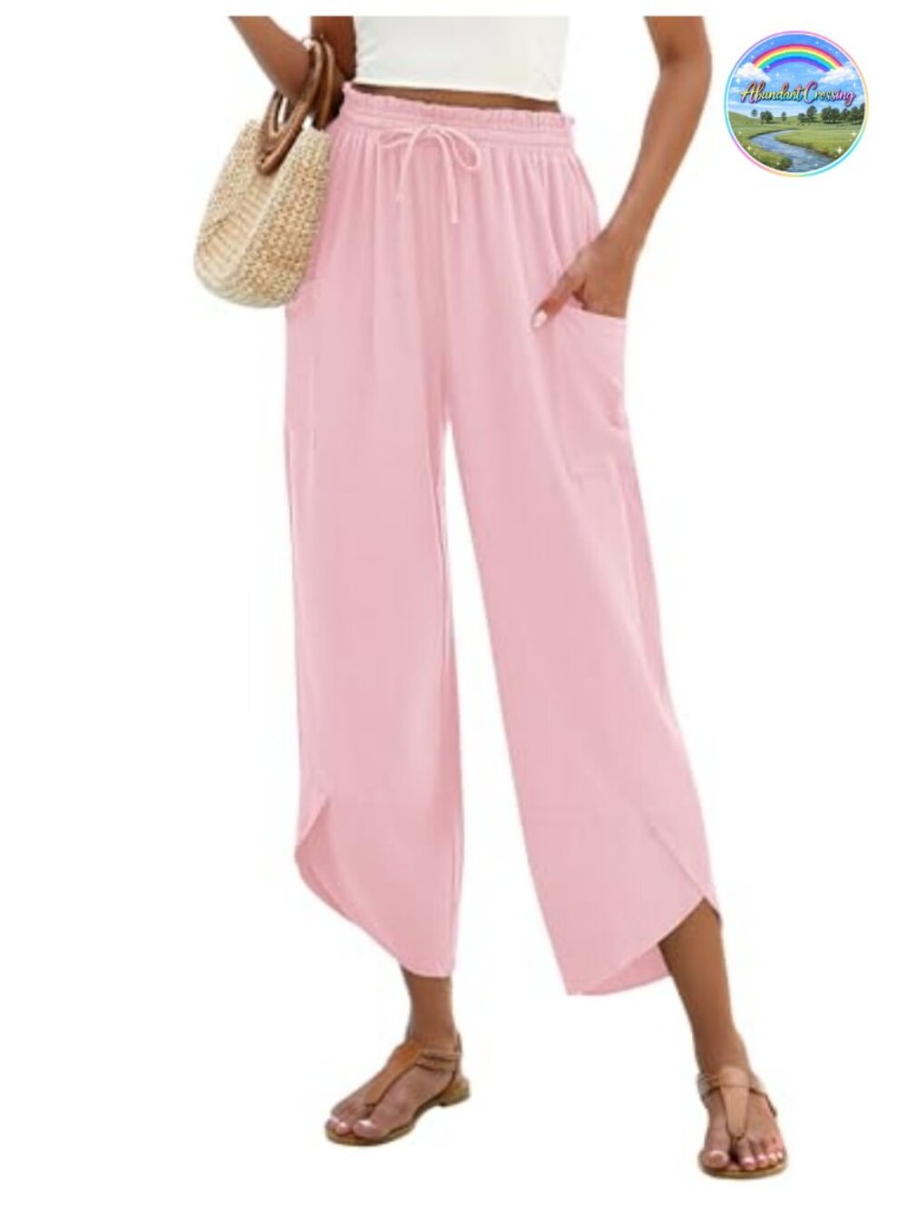Boho Wide Leg Linen Rayon Palazzo Pants with Pockets